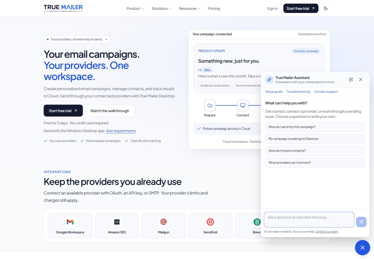 True Mailer public website